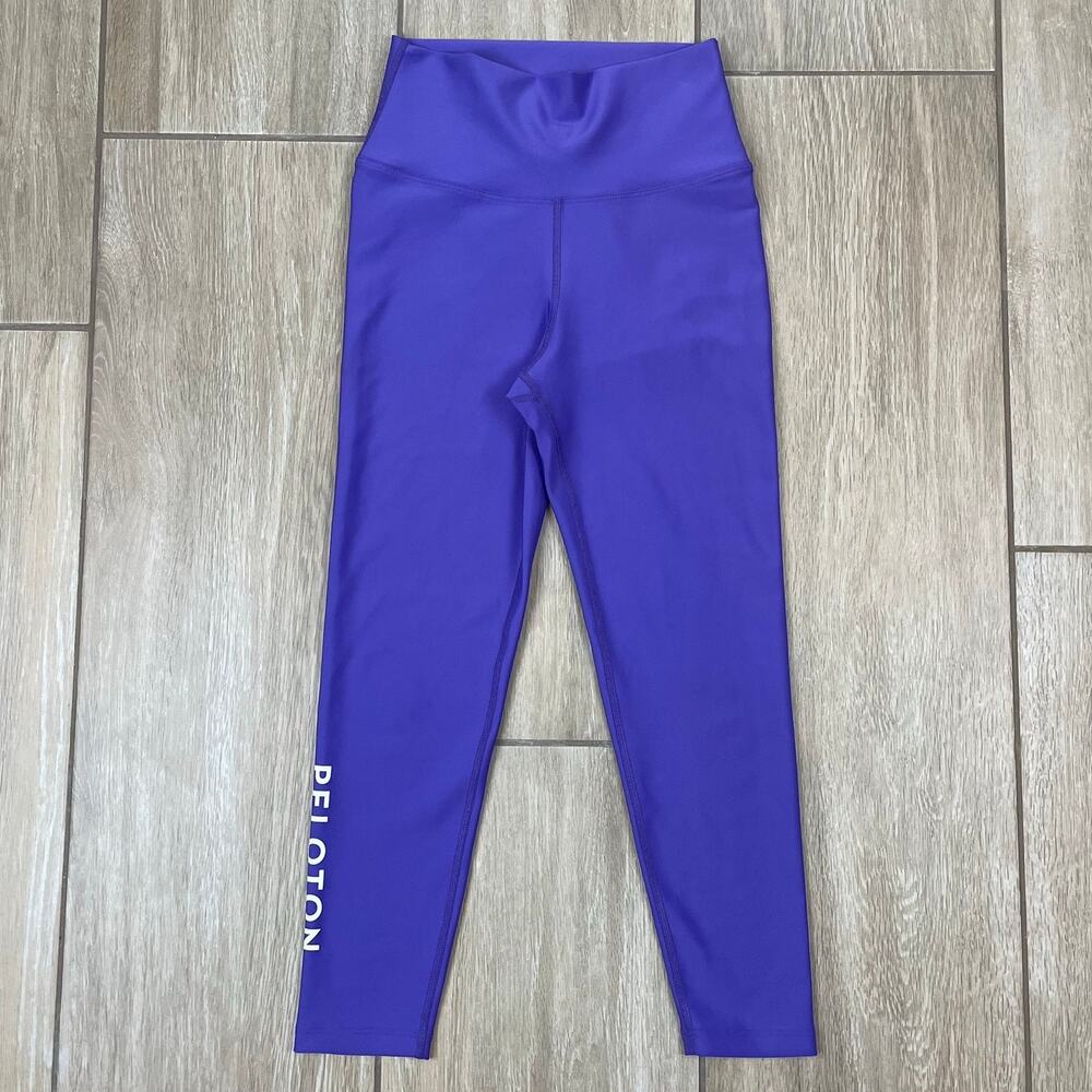 Peloton Leggings Women S Purple High Rise Cropped 7/8 Yoga Athletic Logo USA